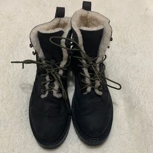 Rag & Bone Cozen Suede Shearling Fur-Lined Boot, Asphalt